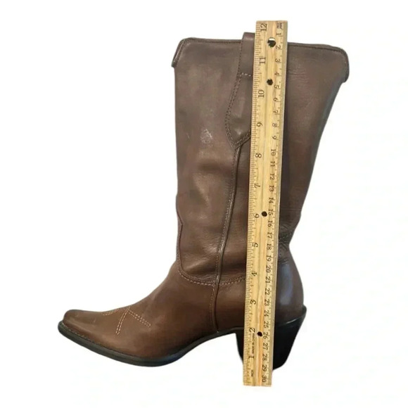 Franco Sarto Brown Leather Pointed Toe Western Boots with Stitching Size 5 - Picture 6 of 10